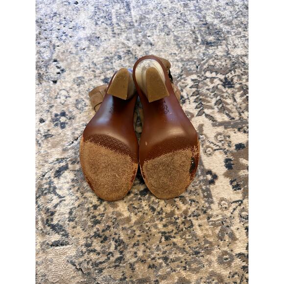 Tory Burch Suede Buckle Peep Toe Block Heels - Picture 3 of 5